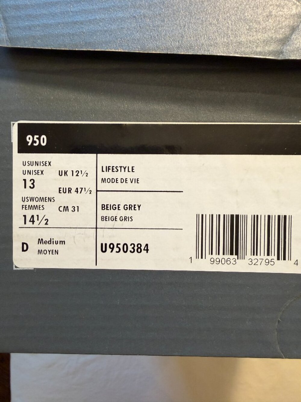 New Balance 950 U950384 Beige Grey Sneakers Men's 13 BNIB - Picture 3 of 3